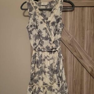 Floral Wrap Dress in Black and White